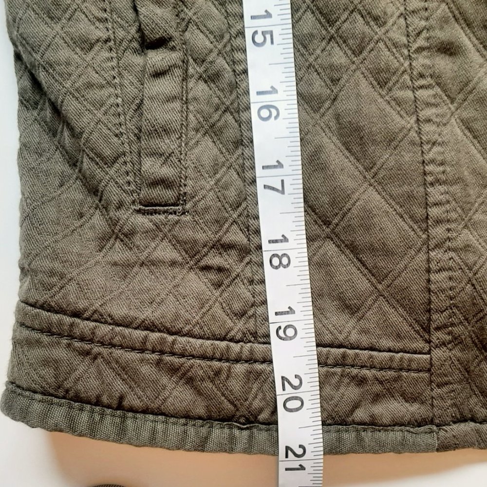 Anthro Hei Hei Army Green Quilted 100% Cotton Zip Front Jacket S - Picture 10 of 10